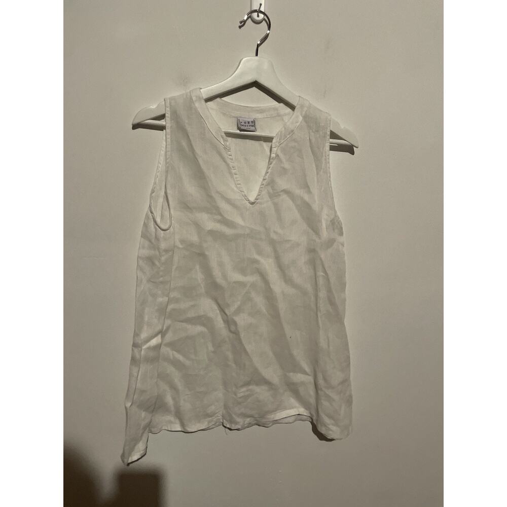 Pure Match USA 100% Linen WHITE Sleeveles Tunic Sz Small Lagenlook‎
